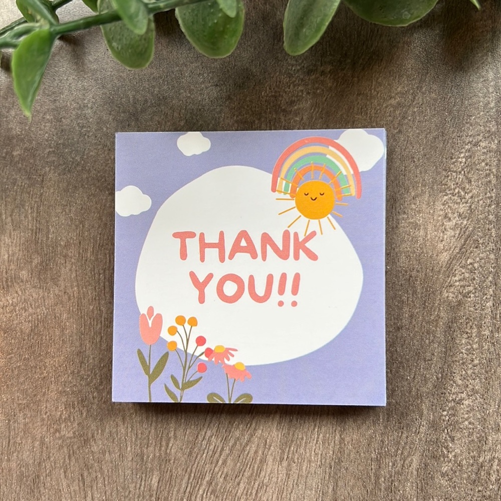 3/$20📦 25 Thank You cards  - purple rainbow square